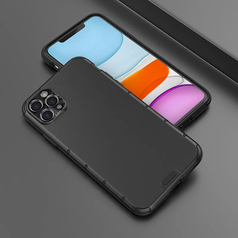 Nowy Design PC Case Telefon Soft TPU Odporny na wstrząsy Zderzak Skórzany Zderzanie Wstecz Case z aparatem Ochrona dla iPhone 11 Pro Max