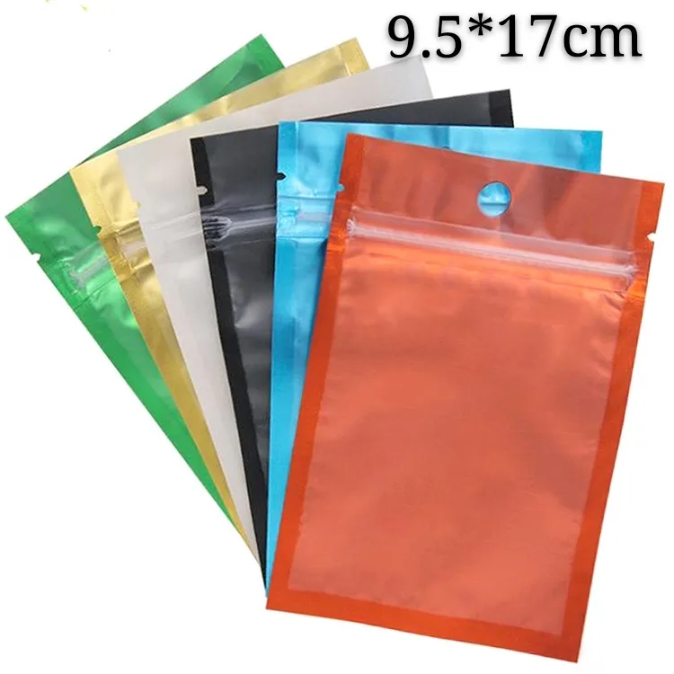 mylar transparent et vert sac d'emballage à fermeture à glissière joint à glissière transparent sur le devant accessoires de téléphone paquet sacs 3 couleurs disponibles 9.5 * 17cm