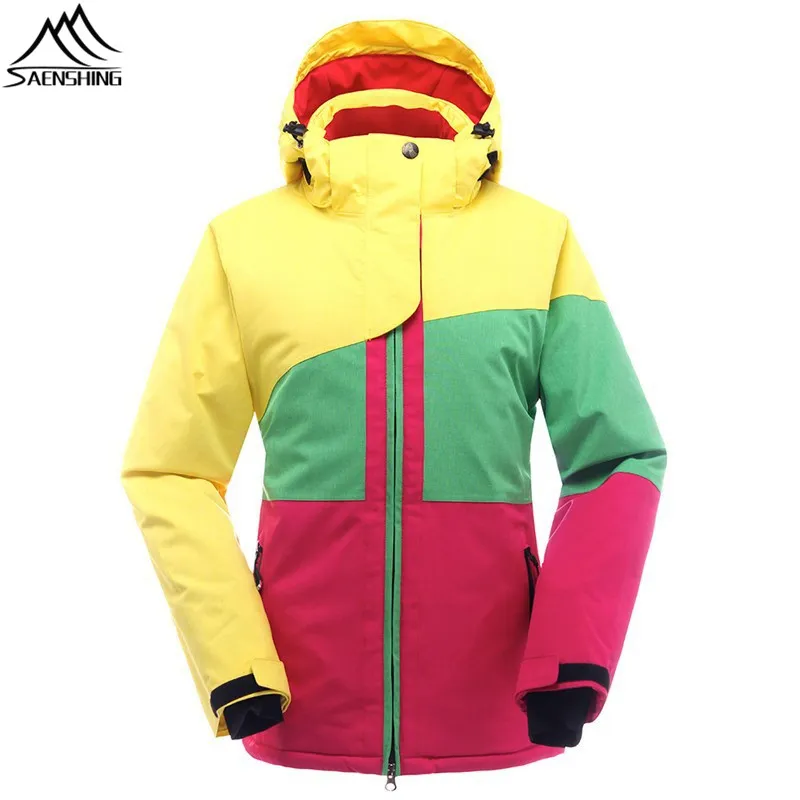 Whole-SAENSHING New Girls Snow Jacket Women Ski Clothing Cotton Pad Warm Waterproof Ski Jacket Winter Outdoor Skiing And Snowb2483