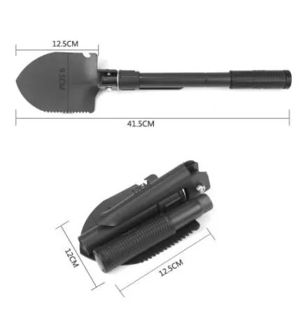 Fold Fold Shovel Spade Uldife Mini funkcjonalne Mini Survival Outrenchowanie Narzędzie Camping Outdoor Garden Shovel z torbą