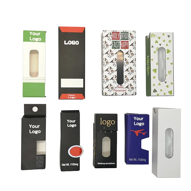OEM Custom Logo Electronics Vaporisateurs de cigarettes Pre Roll Packaging Paper Boîte de Packages pour enfants Packages Blister avec fenêtre latérale Vape Cartouches Atomiseurs