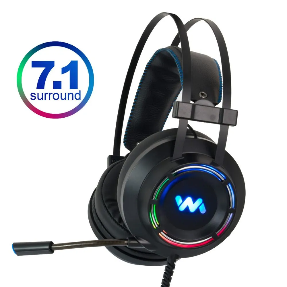 Deep Bass 7.1 Gaming Headset Headphones luminosos com Microfone para PC computador para Xbox One Professional Gamer Surround Sound RGB Luz