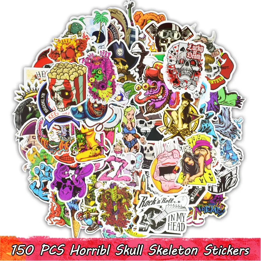 150 PCS Punk Skull Skull Skull Skleleton Decal