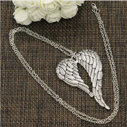 New Fashion Tibetan Silver Angel Wings Necklaces charms For Women Choker Collier Wicca Pagan Gothic Vintage Jewelry