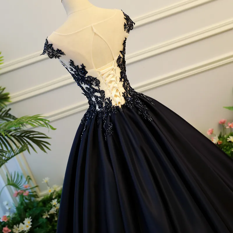 Black Ball Gown Gothic Wedding Dresses Beaded Lace Satin Princess Corset Back Non White Bridal Gowns With Color Colorful Wedding G277J