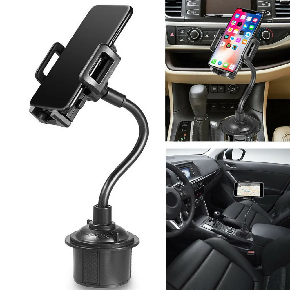 2 In 1 Cup Holder Phone Mount Mount 360° Rotatable Gooseneck