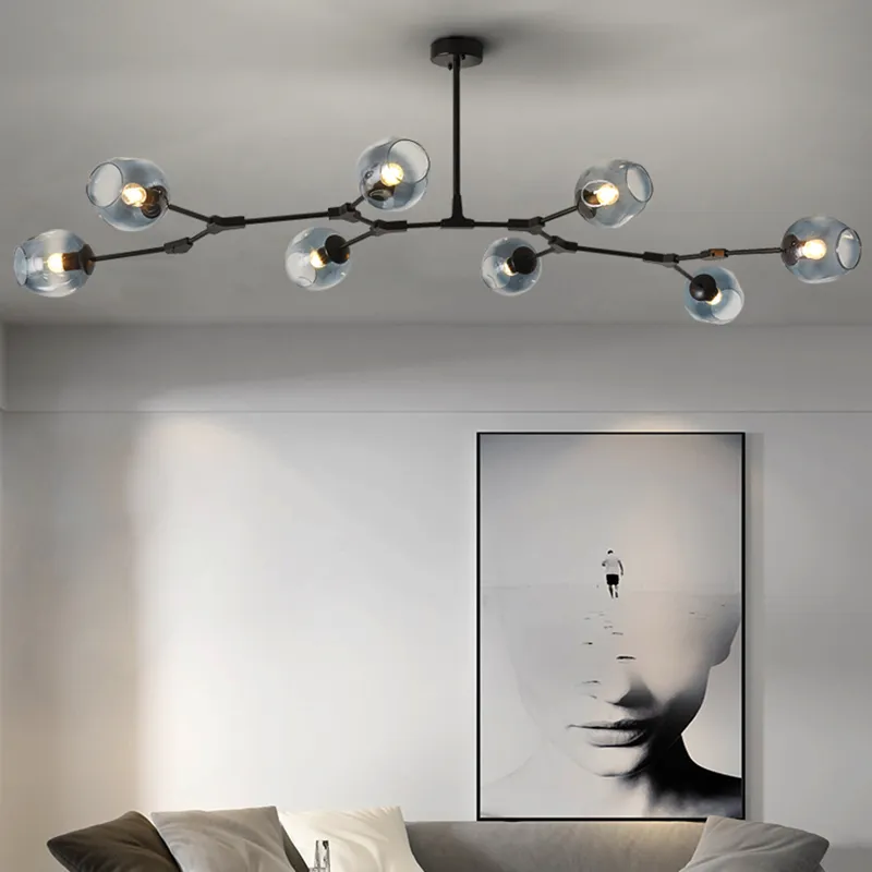 Nordic Modern Lamps Glass Pendant Lights Ceiling Ball Chandelier Art Decoration Light Fixtures for Bar Dining Living Room