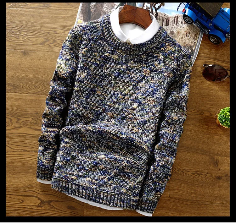 Brand fashion Pullover Sweater Male O Neck stripe Slim Fit Knitting Mens Sweaters Man Pullover Men XXL