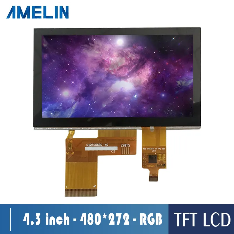 AML043056B0 4.3インチ480 * 272 TFT LCDモジュールスクリーンRGBインターフェイスディスプレイとCTPタッチパネル