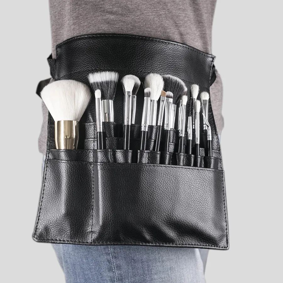 Tamax New Fashion Makeup Brush Holder Stand 22 Pockets Strap Black Belt Waist Bag Salon Makeup Artist Cosmetic Brush Organizer