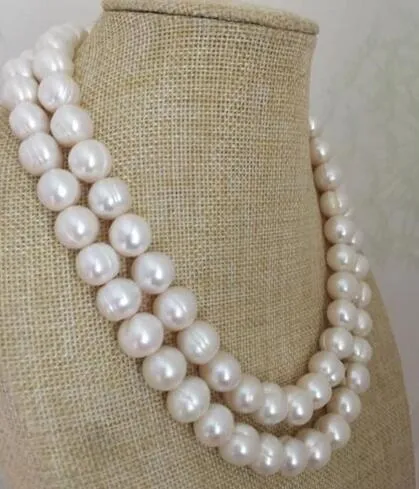 2 пряди из 12-13 мм южного моря в стиле барокко, белое жемчужное ожерелье 18 "19"