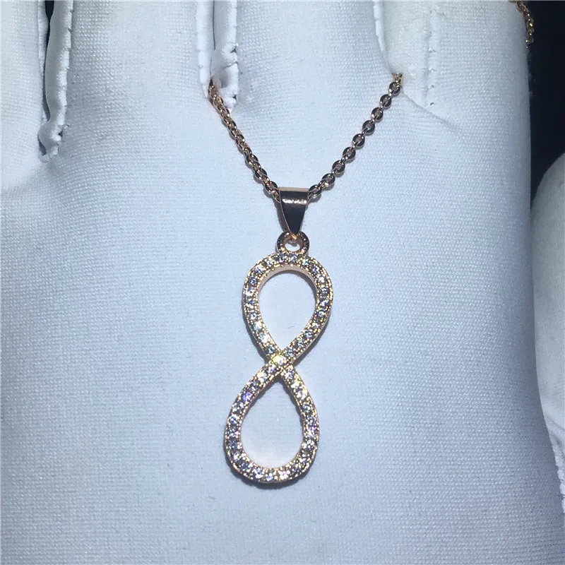 Klassisk Åtta Cross Pendant med halsband 925 Sterling Silver 5A Zircon CZ Engagement Bröllopsängor för Kvinnor Bridal Gift