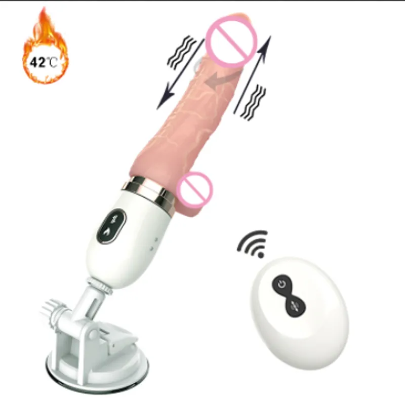 Luxurious Heating Automatic Telescopic Thrusting Dildo Vibrator Machine USB Magnetic Charge Vibration Women Viginal Stimulate MX191228