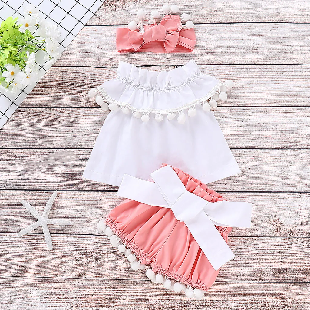 Newborn Baby Girl Clothes Set Sleeveless Solid T Shirt Bow Shorts Outfit And Headband 2019 Collection From Qinqin342 9.81 DHgate.Com