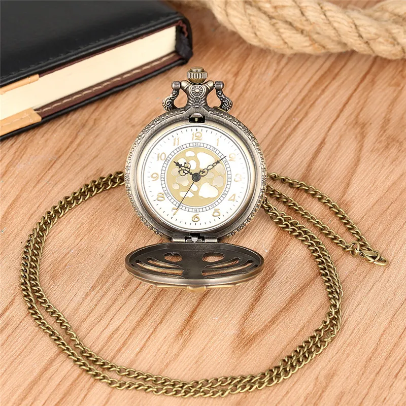 Steampunk Skeleton Spine Ribs Hollow Out Quartz Pocket Watch Cool Vintage Necklace Pendant Clock Chain Mens Womens Gifts277K