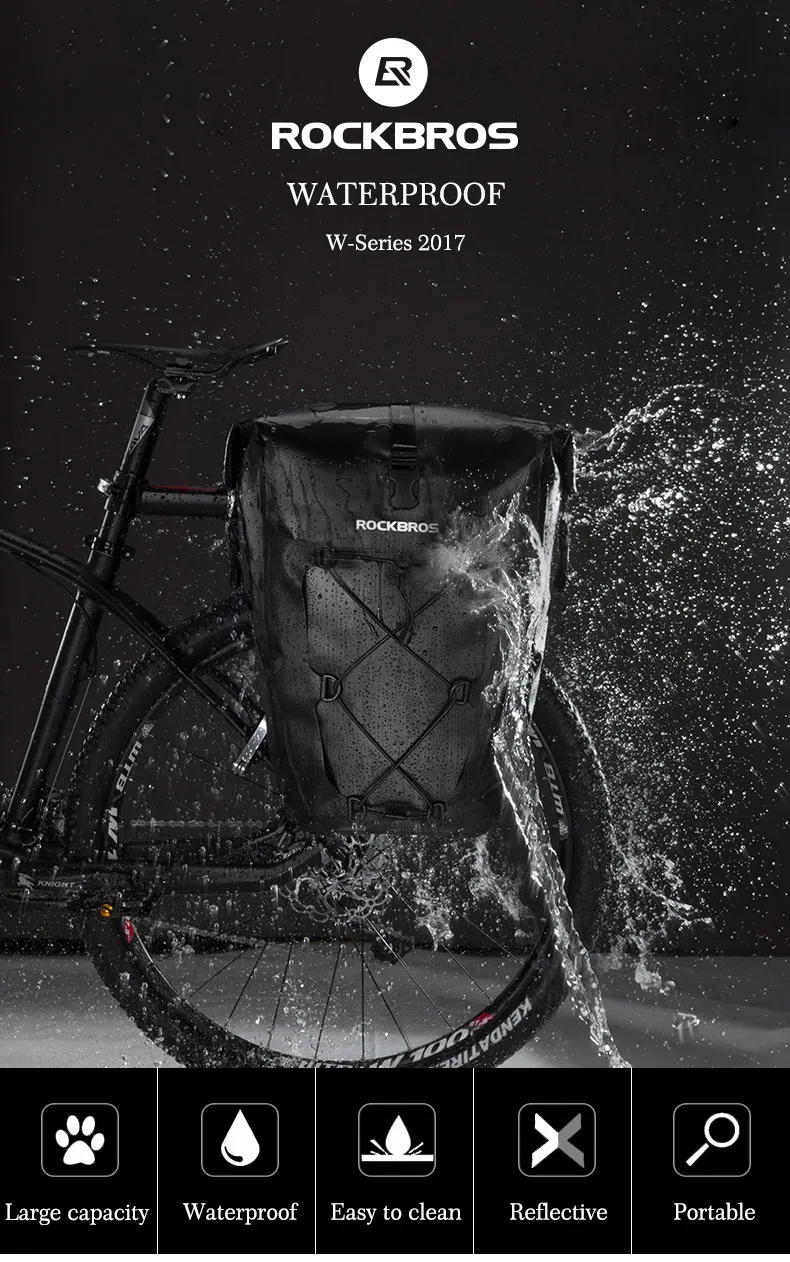 Maleta Trasera Para Bicicleta, Impermeable Gran Capacidad Negro