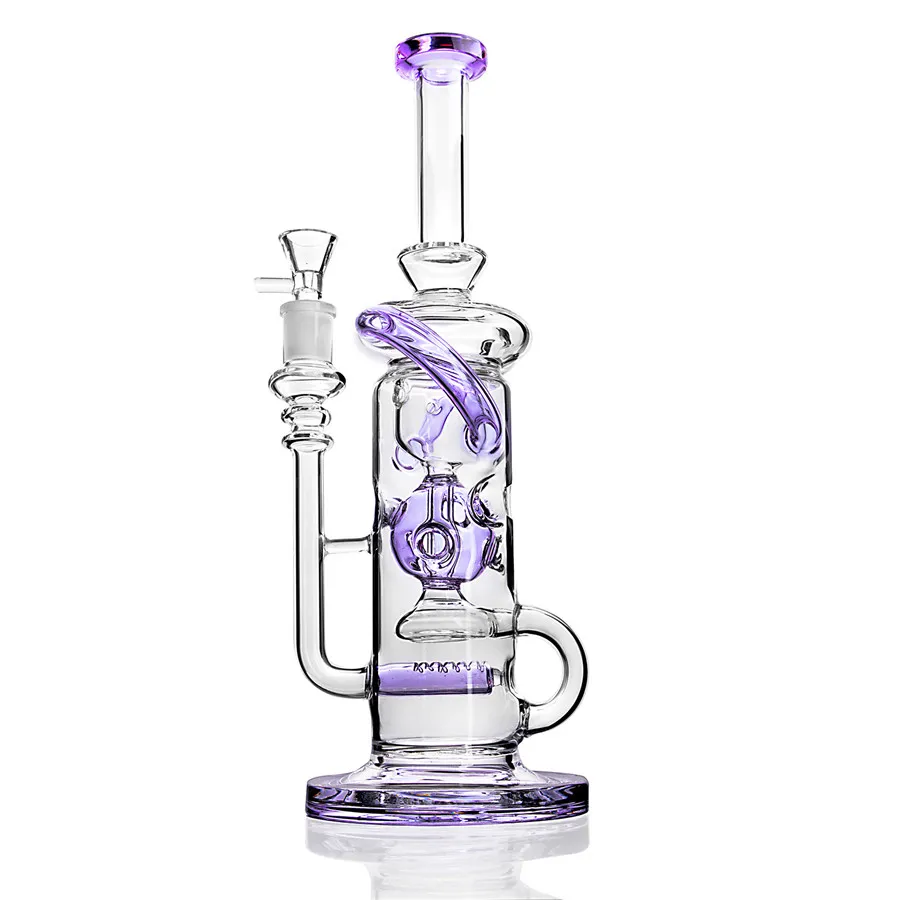 Lila Recycler-Bongs Wasserpfeifen Fixed Fission Downstem diffusiert Inline-Perc-Wasserpfeifen Filter Smoke Oil Dab Rigs Röhrenglasbongs