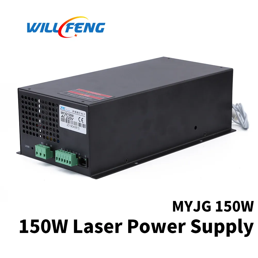 Will Fan MYJG150W Co2-Laser-Netzteil mit schwarzer Metallbox, Verwendung für Gravurschneidemaschine und Glasrohr