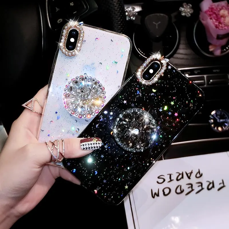 Для iPhone 6с случае блеск роскошный Bling алмазов горный хрусталь бампер с поп-Складная подставка защитный чехол для iPhone 11 Про Макса