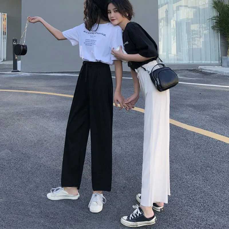2019 Nueva Moda Casual Pantalones De Pierna Ancha Tobillo Longitud