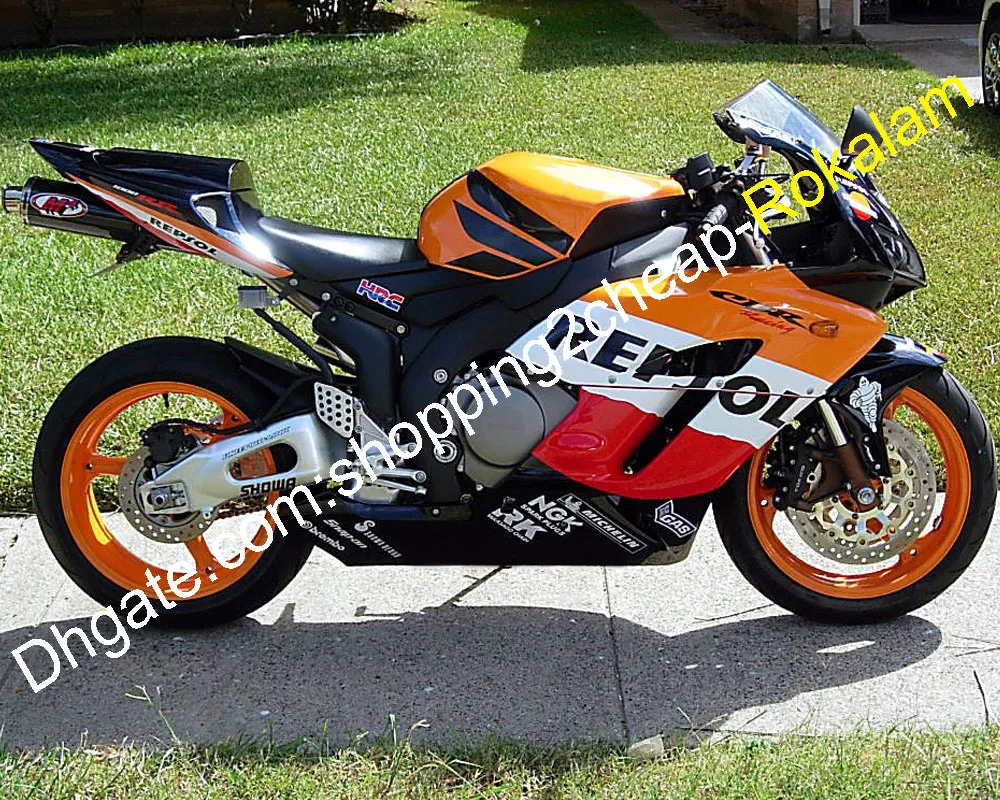 Honda Faireings CBR1000 RR 04 05 CBR1000 2004 2005 CBR1000RR ABSオートバイフェアリングキット赤オレンジホワイトブラック（射出成形）