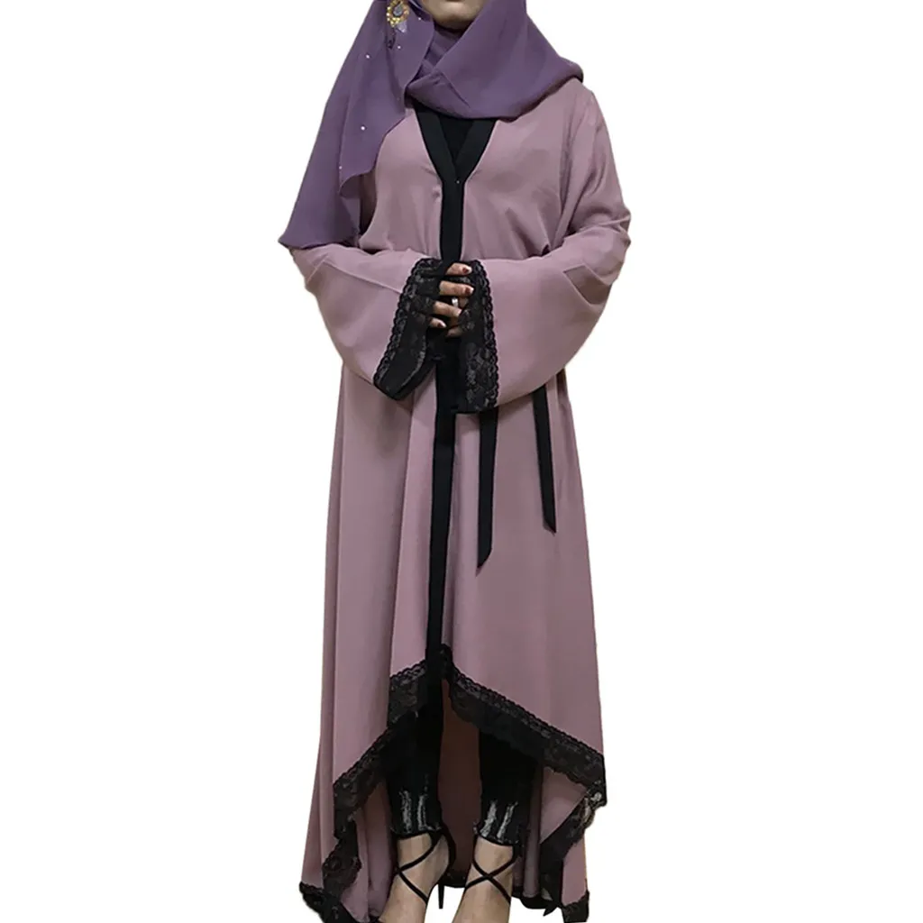 Dubai Style Abaya Lace Long Cardigan Muslim Women Maxi Dress Open Front  Kimono Jilbab Kaftan Islamic Robe Cocktail Gown Ramadan - AliExpress
