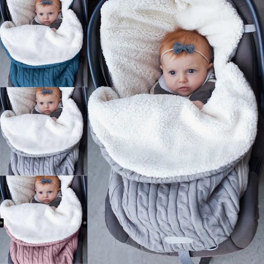 Bébé sac de couchage bébé hiver automne chaud sac de nuit pour bébé poussette coton tricoté enveloppes nouveau-né unisexe sac de sommeil