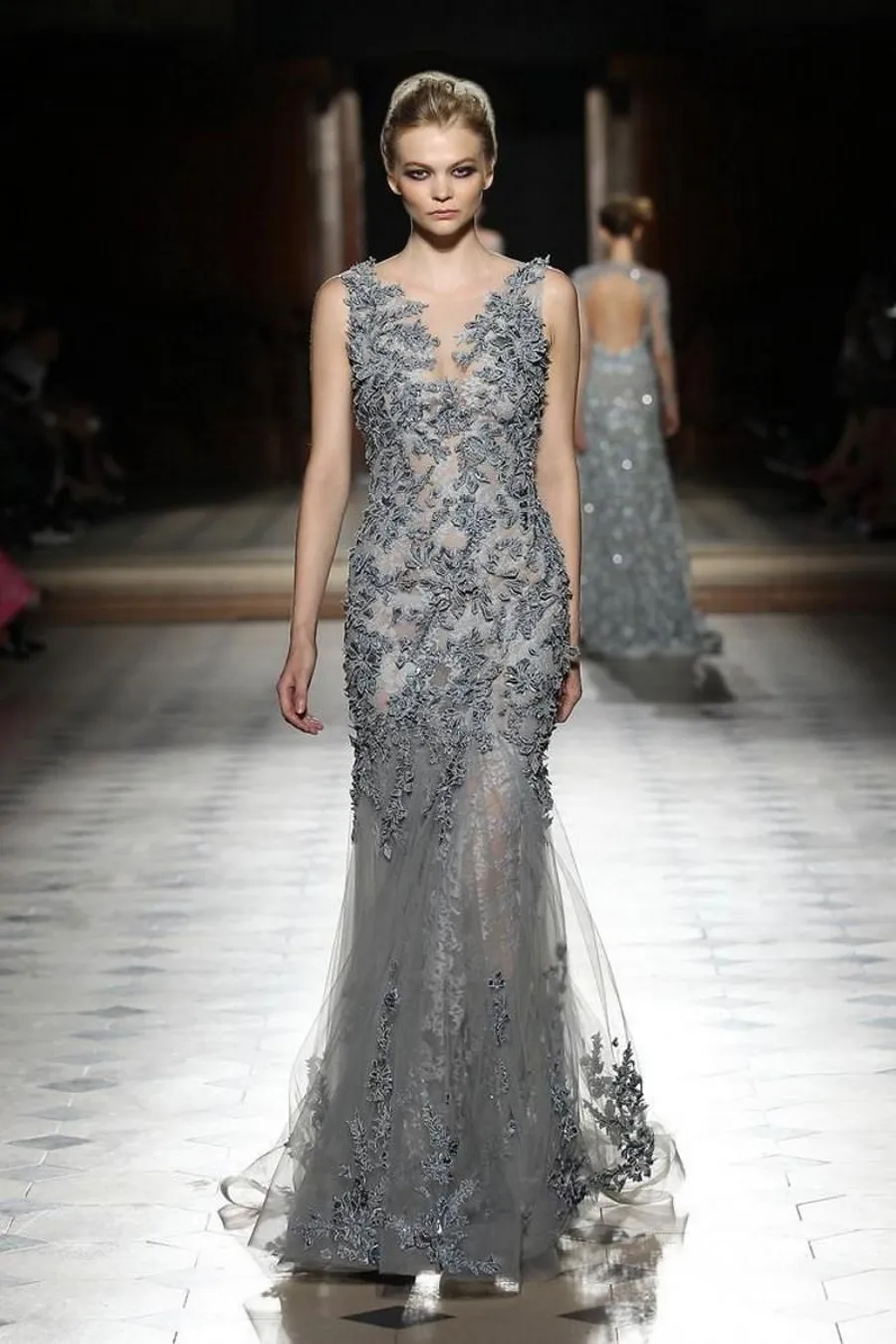 tony ward evening dresses Water-Green Satin Duchesse Dress by Tony Ward – Elilhaam main image 0