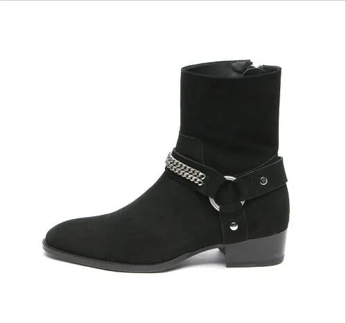 Hot Sale Wyatt Harness Boots In Black Leather mens Personalized Men Martin Boots Cowboy Boots High top shoes pointed stylist catwalk