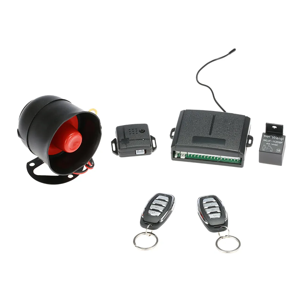 Freeshiping 1-Way Car Alarm Systeem Voertuig Veiligheidssysteem Bescherming Alarm Auto met Sirene 2 Keychain Button Afstandsbediening Centrale vergrendeling