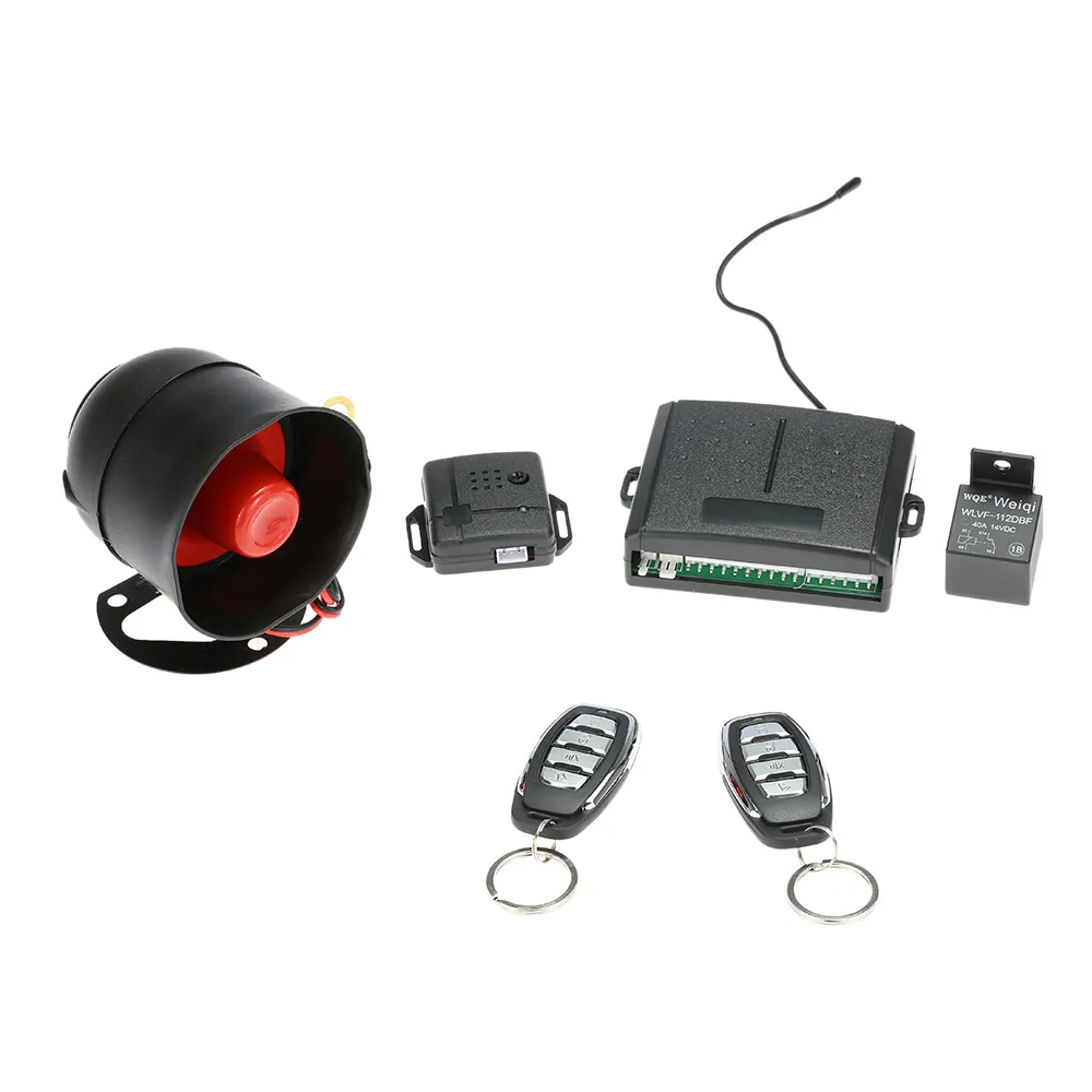 1 Way Car Z1100 Alarm System With Siren, 2 Keychain Buttons, Remote