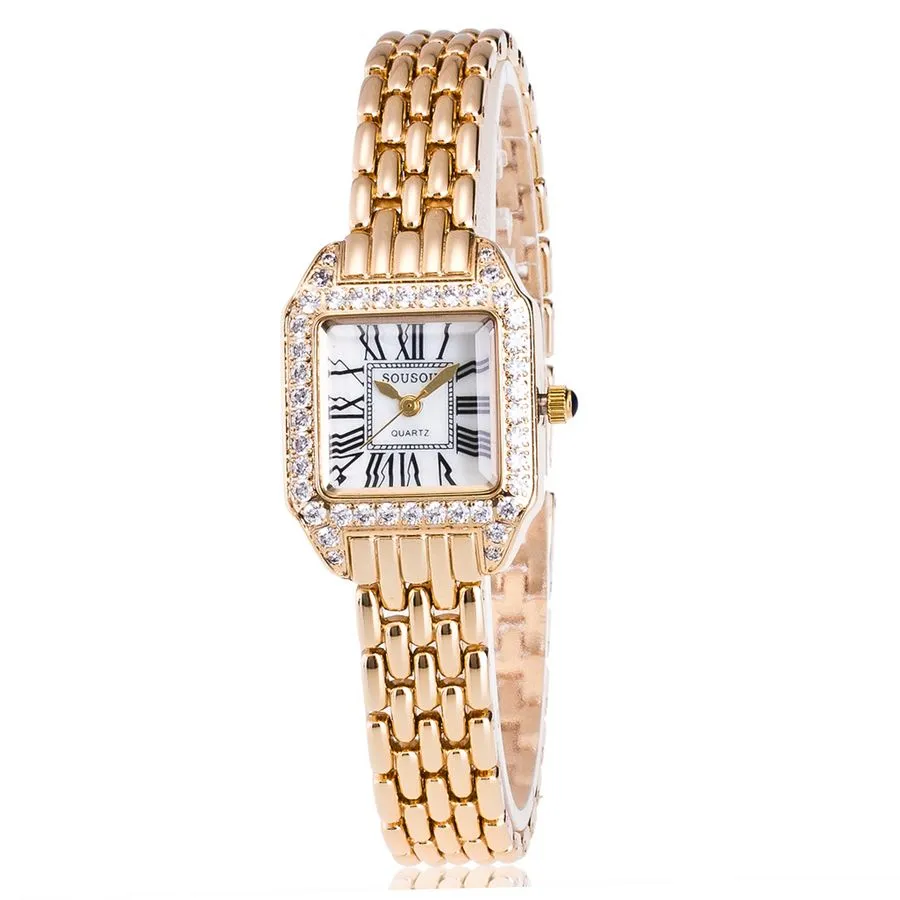 2021 Mode Rhinestone Horloges Dames Roestvrijstalen Armband Horloge Dames Quartz Dress Merk