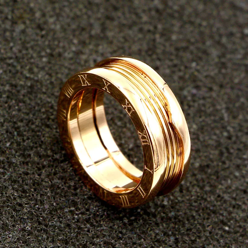 Paar Fingerringe Römische Zahl Buchstabe Imitierte Federringe Für Frauen Männer Band 18 Karat Roségold Titan Stahl Ring Neuartiger Designerschmuck