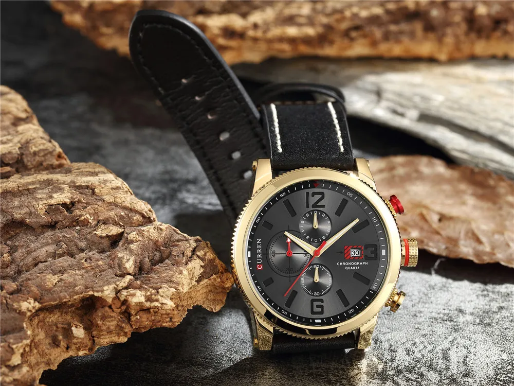 Men s Chronograph Watch CURREN 8281 Waterproof Luxury Leather Casual Sport Watch
