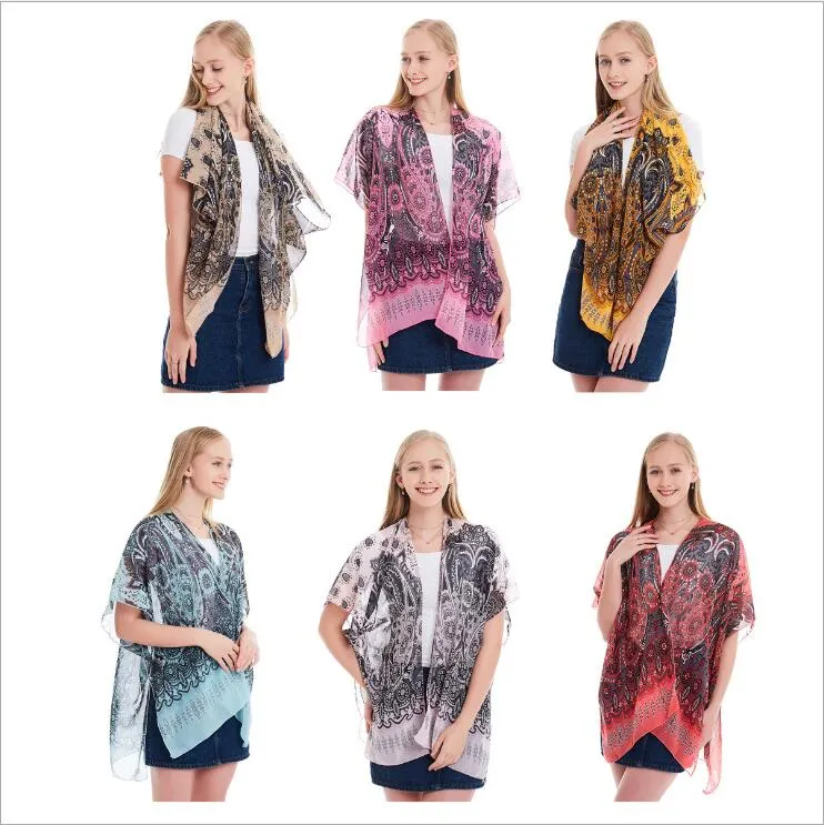 Magic Shawl Sunscreen Driving Beach Wraps Print Bikini Cover Ups Paisley Sarong Scarves Women Summer Poncho Fashion Sexy Pashmina Cape B5892