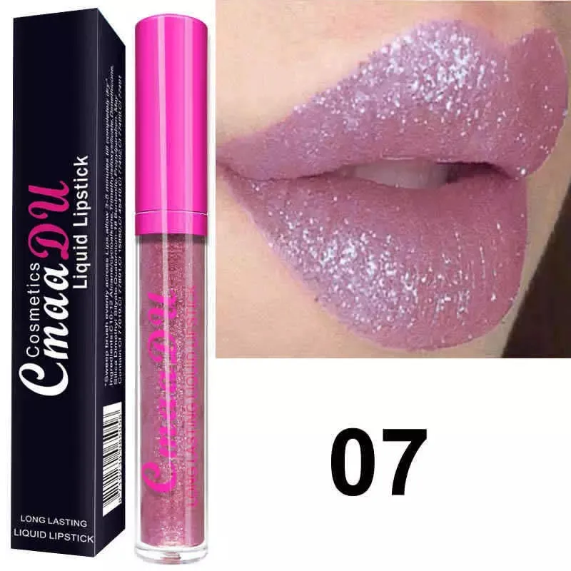 CMAADU långvarig flytande läppstift Makeup Metallic Shimmer Matte Lipstick Lip Gloss Cosmetics Make Up Lipgloss 12 Färger