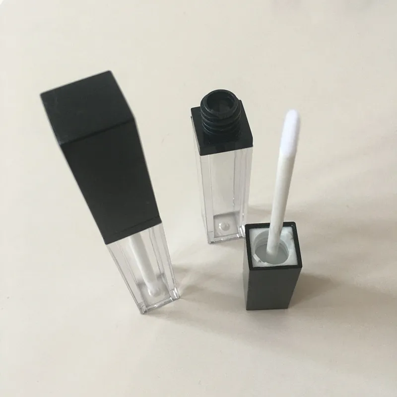 Flacone quadrato nero per lucidalabbra da 8 ml, tubo riutilizzabile in plastica per olio cosmetico vuoto, flacone per tubo per eyeliner liquido F3682