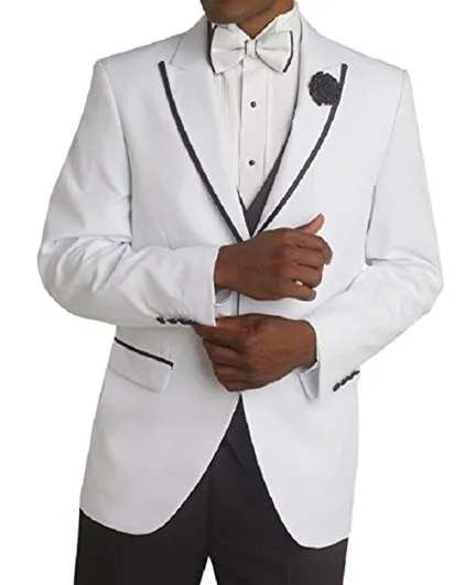 White Groom Tuxedos Peak Lapel Groomsman Wedding Tuxedos Classic Men Prom Party Jacket Blazer 3 Piece Suit(Jacket+Pants+Tie+Vest) 2303