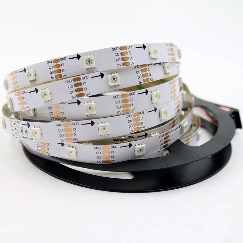 5m 30LEDS / M APA107 Adressbar RGB LED-remsa APA102 5050 SMD Digital flexibel jul-tv Ljus programmerbar vit PCB icke-vattentät IP20