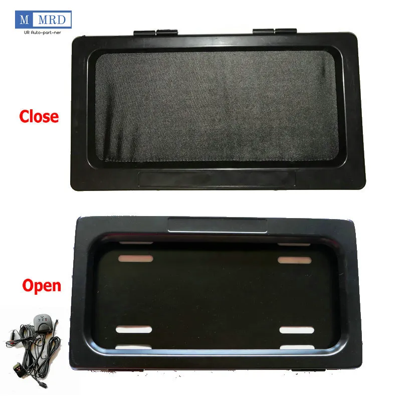 2 plattor / set Canada Metal Hide-Away Shutter Cover Up Electric Stealth License Plate Frame Remote Kit DHL / FedEx / UPS