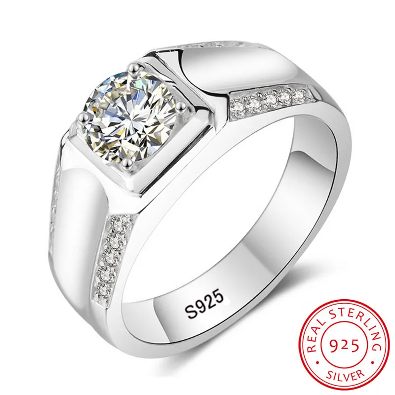 Original 925 Silver Ring for Men, Cubic Zircon Jewelry, Engagement Wedding  Band, Gift, M014