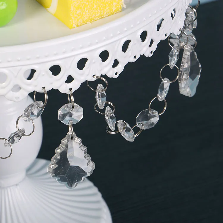Kit Di Aste Per Alzata Torta A 2/3 Livelli, In Lega Di Zinco, Color Argento Con Fiore