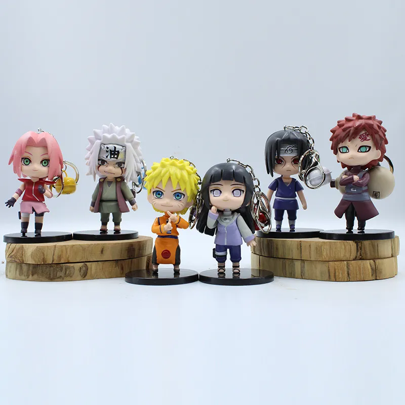 Anime Naruto Figura Brinquedo Modelo 10cm Kakashi Uzumaki Naruto Jiraiya  Sakura Gaara Kawaii Desenho animado Keychain Pendant Decoração