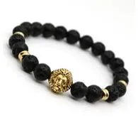 2020 New Hot Selling Agate Smycken Lava Volcanic Stone Lion Head Bead Bracelet Kvinna Manlig Personlighet Alloy Lion King