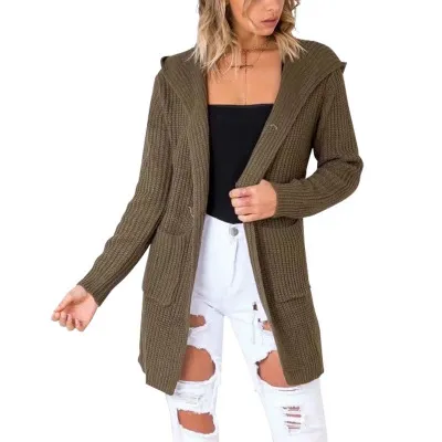 Moda-EUR Lady's Long Cardigan Women Twist Sweter Bandaż Split On Back Top Casual Długie Rękawy Oversize Coat Top Odzież do sprzedaży