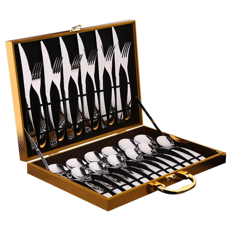 Stainless Steel Cutlery Set Western Style Steak Knife And Fork Set Knife Fork and Spoon Dinnerware Sets with Gift Box GGA2129