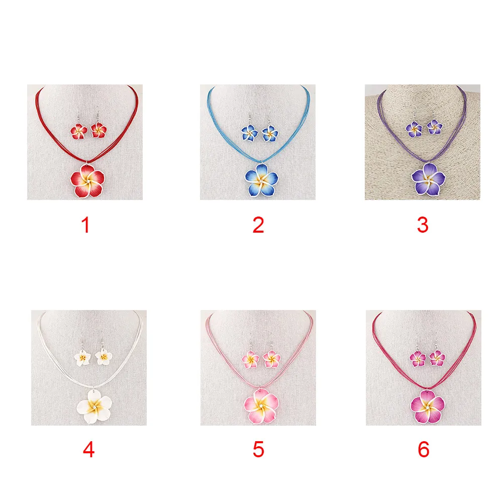 Stylish Plumeria Flower Jewelry Set With Polymer Clay Flower