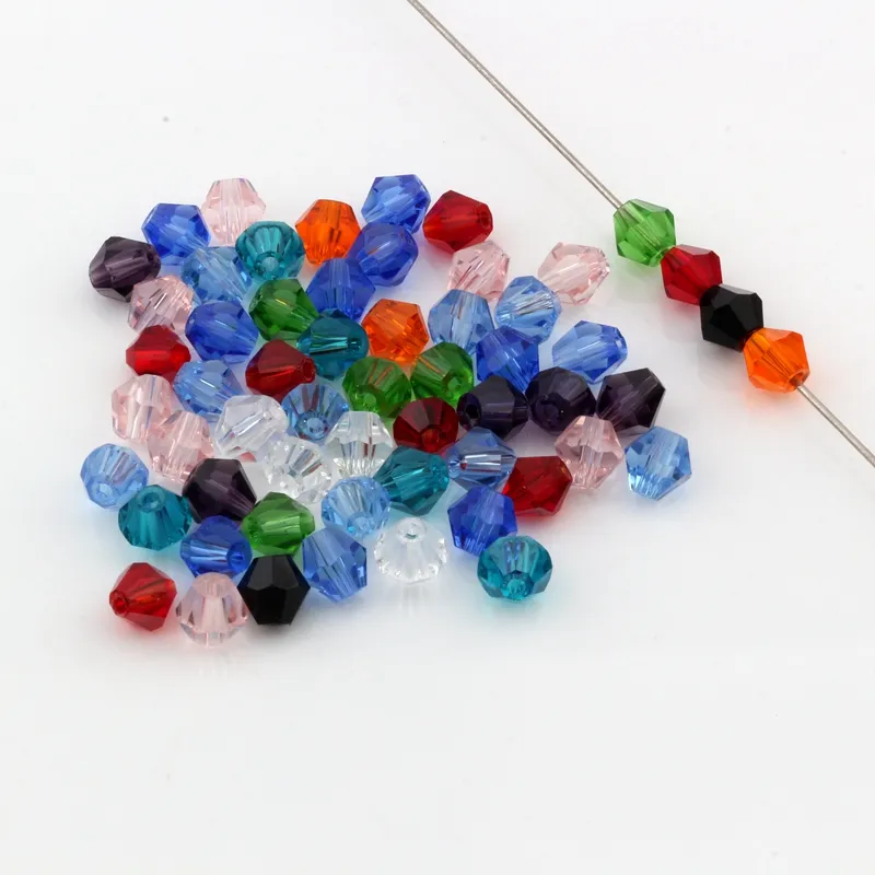 1000pcs 6mm Facetted Crystal Bicone Loose Spacer Pärlor för smycken gör armband Halsband DIY Tillbehör