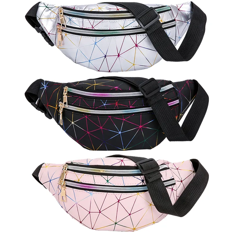 Nieuwe holografische fannypack voor dames bumbag taille tas glanzende neon laser crossbody taille tas feest rave bum tas fanny pack