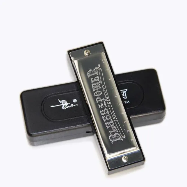 Harmonica SWAN Senior Bruce 10 Hole BLUES with case Brass stainless steel